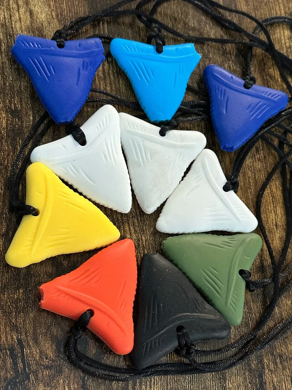 10 Chewy Silicone Necklaces Colorful OT Sensory School Shark Teeth ADHD READDESC